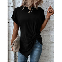 2024 Summer new asymmetric hem bat sleeve T-shirt