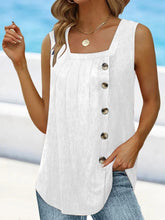 2024 New pleated square neck sleeveless swallowtail vest T-shirt