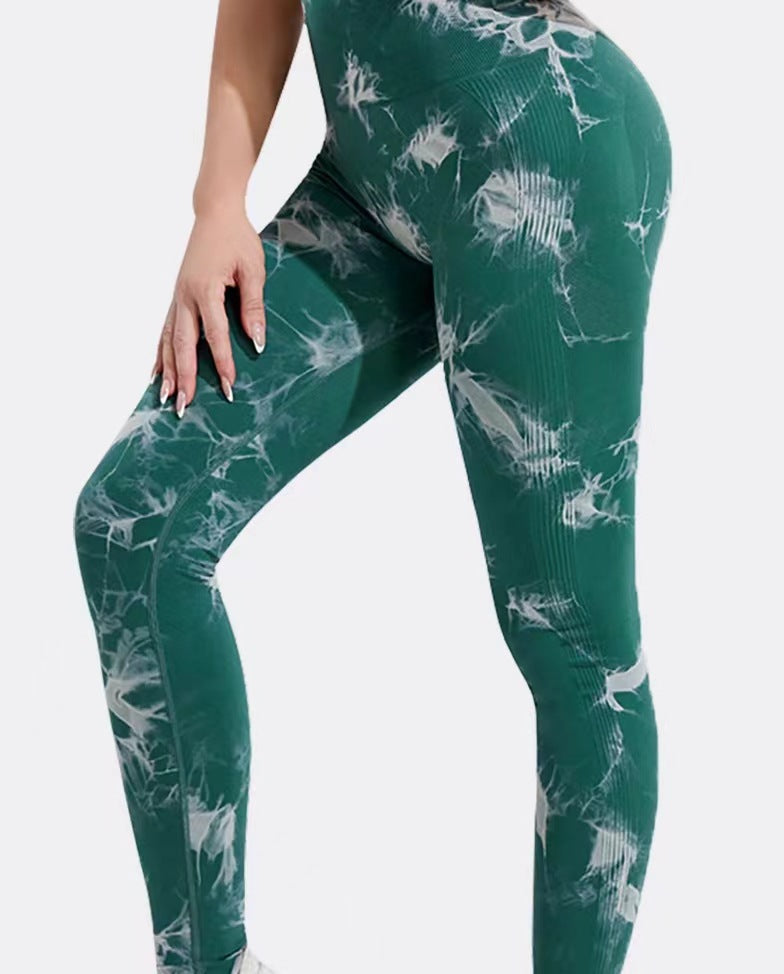 2024 New Cross Waist Tie Dye Seamless Yoga Pants