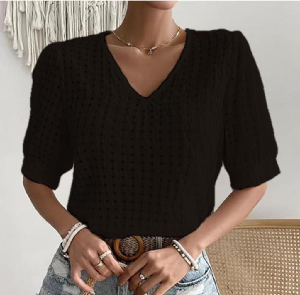 2024 New fashion V-neck loose women's T-shirt