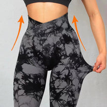 2024 New Cross Waist Tie Dye Seamless Yoga Pants