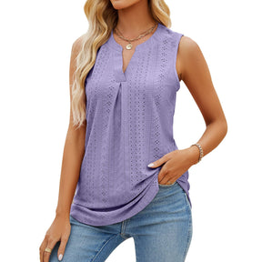 2024New solid color V-neck slim vest women