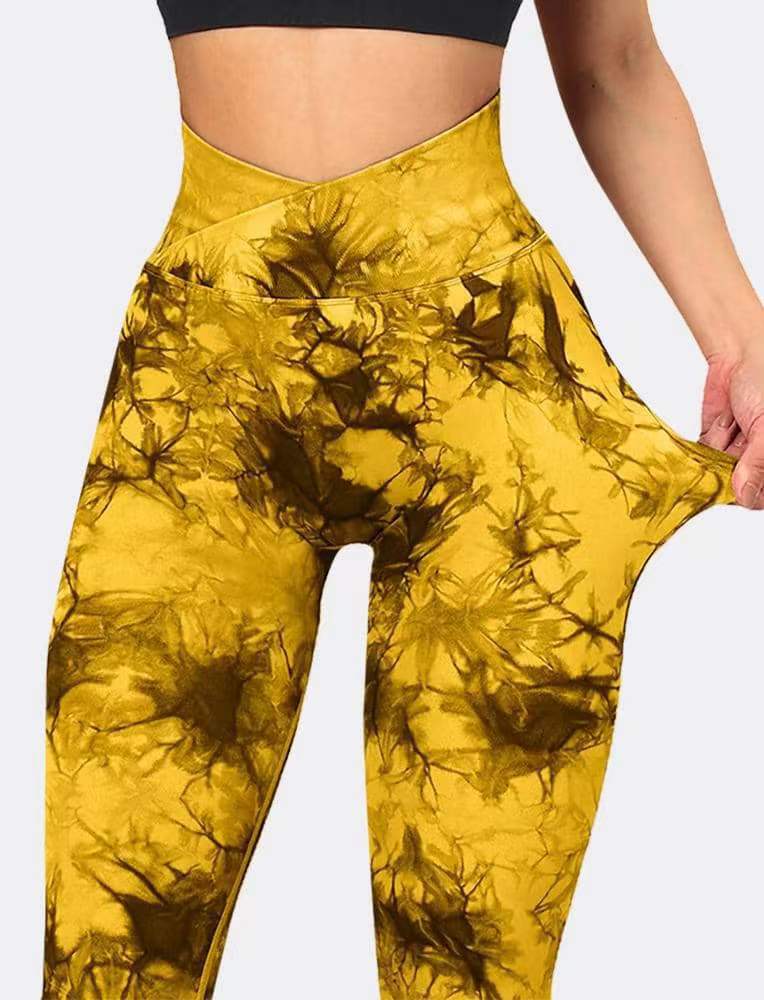 2024 New Cross Waist Tie Dye Seamless Yoga Pants