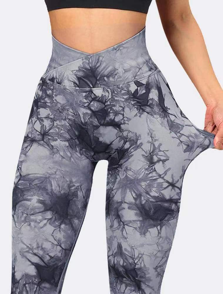 2024 New Cross Waist Tie Dye Seamless Yoga Pants