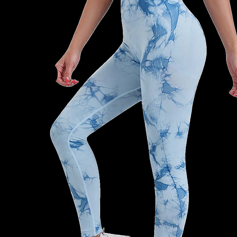 2024 New Cross Waist Tie Dye Seamless Yoga Pants