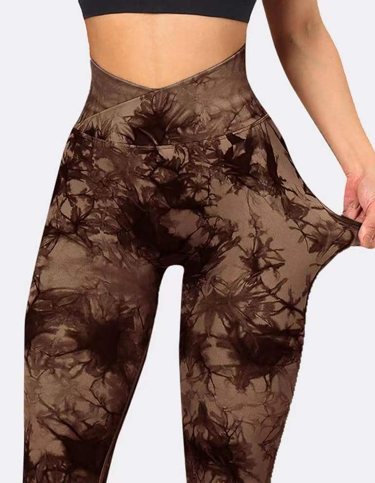 2024 New Cross Waist Tie Dye Seamless Yoga Pants