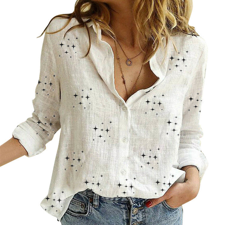 2024 New solid color casual loose long-sleeved linen shirt