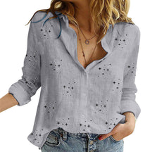 2024 New solid color casual loose long-sleeved linen shirt