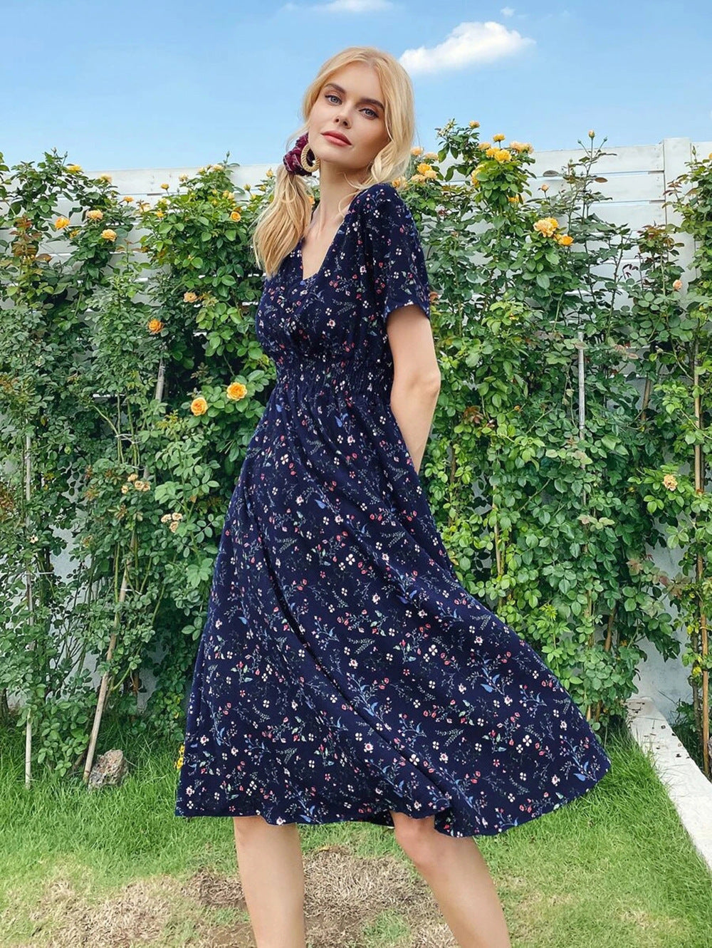 2024 New small floral print dress